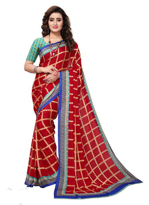 Maroon, Beige, Blue Color  Georgette Saree only in Bigswipe