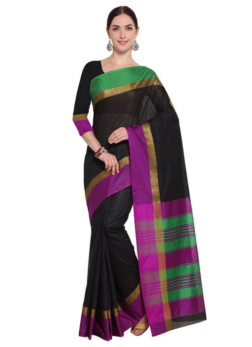 Black Color Poly Silk Saree only in Bigswipe