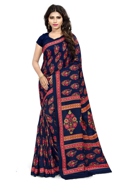 Navy Blue, Multi Color Pashmina Saree only in Bigswipe