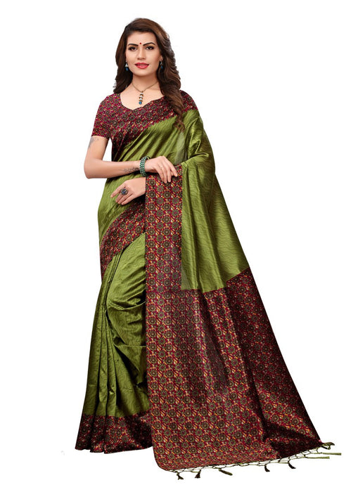 Green, Multi Color  Poly Silk Saree only in Bigswipe