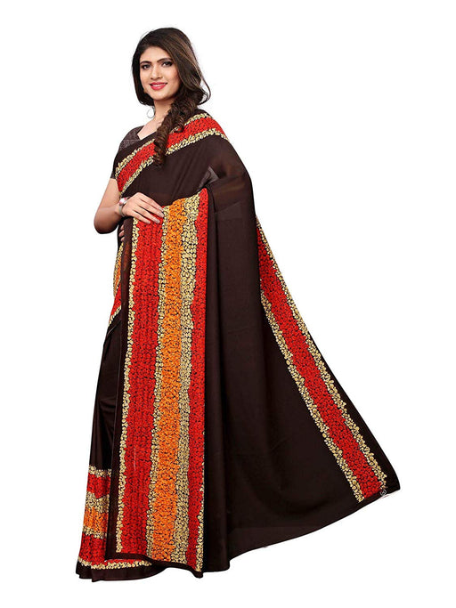 Brown, Multi Color Georgette Saree only in Bigswipe