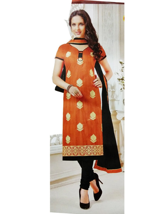 Orange Embroidered Bhagalpuri Silk unstitched  Dress Material For Women only in Bigswipe