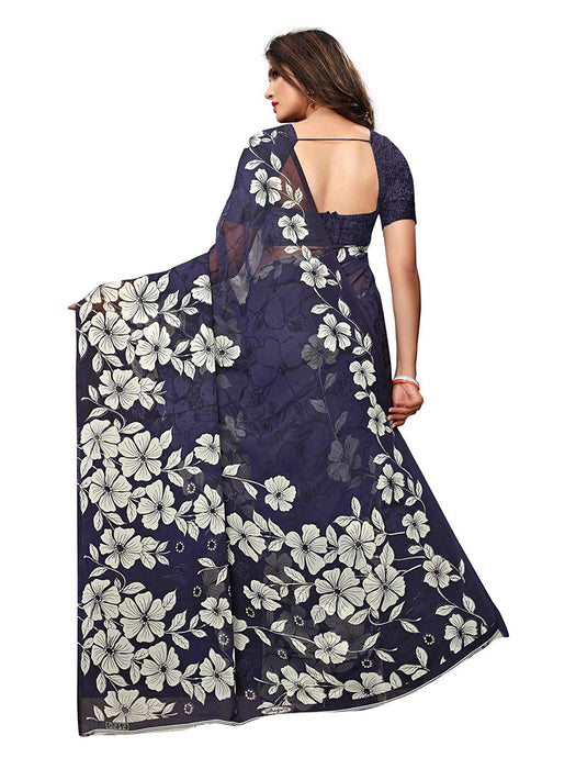 Navy Blue, Multi Color Georgette Saree only in Bigswipe