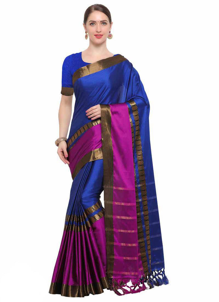 Navy Blue, Magenta Color Poly Silk Saree only in Bigswipe