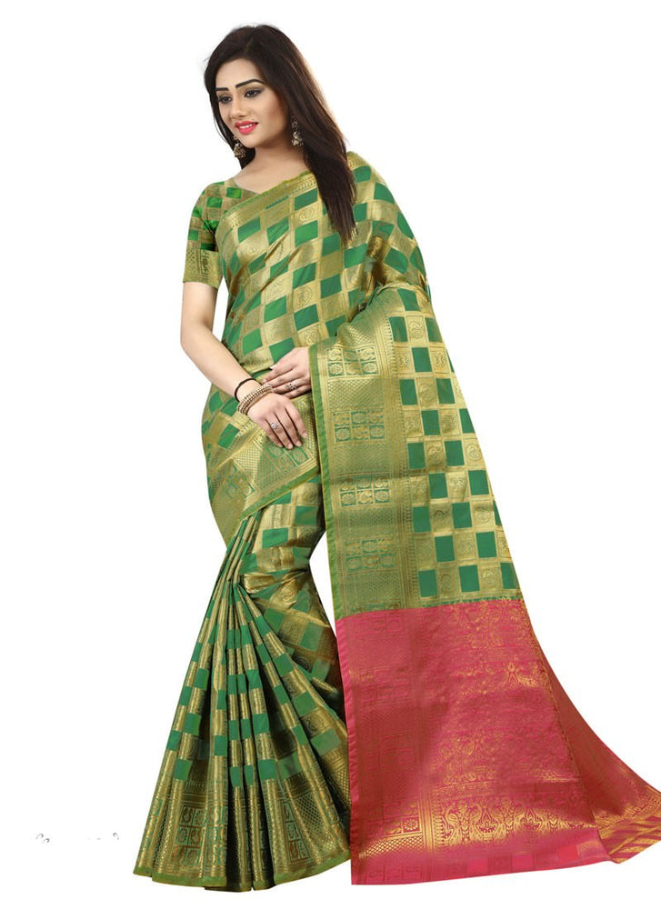 Green Color  Poly Silk Saree only in Bigswipe