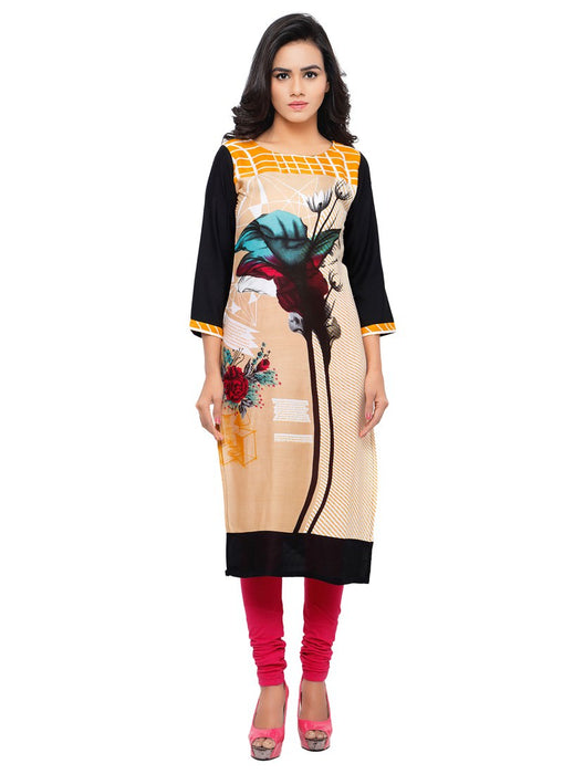 Orange,Multi Color Printed Rayon Kurti only in Bigswipe