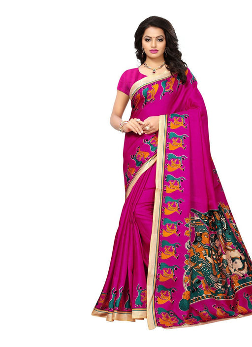 Pink, Multi Color  Art Silk Saree only in Bigswipe