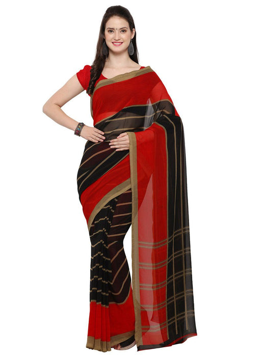 Black,Red Color Georgette Saree only in Bigswipe