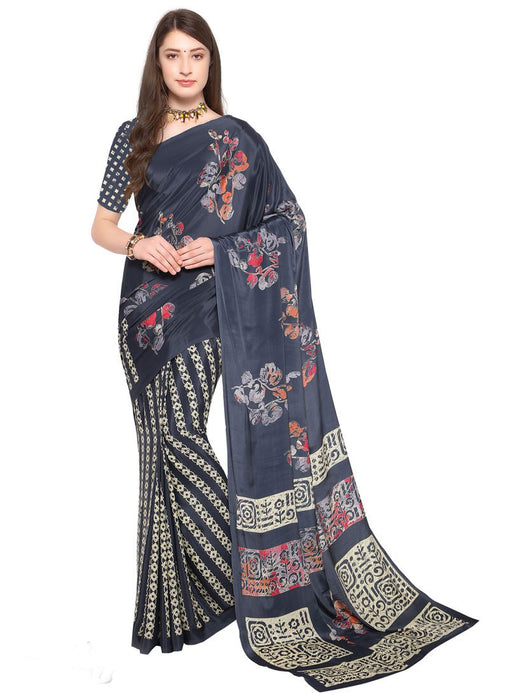 Gray, Beige Color Crepe Saree only in Bigswipe