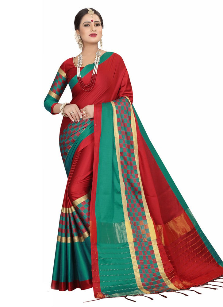 Maroon, Green Color  Poly Silk Saree only in Bigswipe