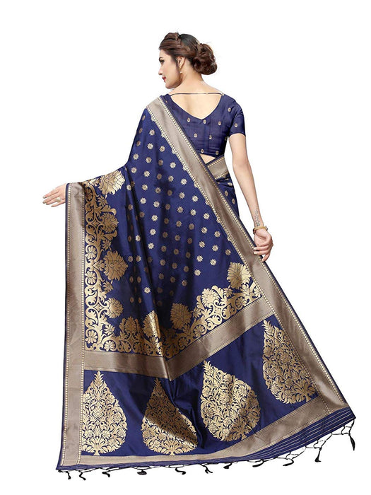 Navy Blue Color Poly Silk Saree only in Bigswipe