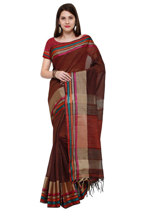 Brown,Maroon Color Poly Silk Saree only in Bigswipe