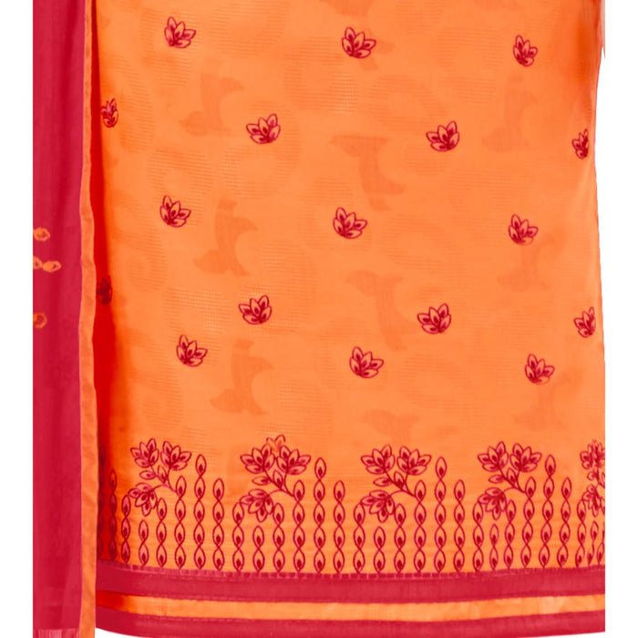 Cotton Jacquard Fabric Orange Color Dress Material only in Bigswipe