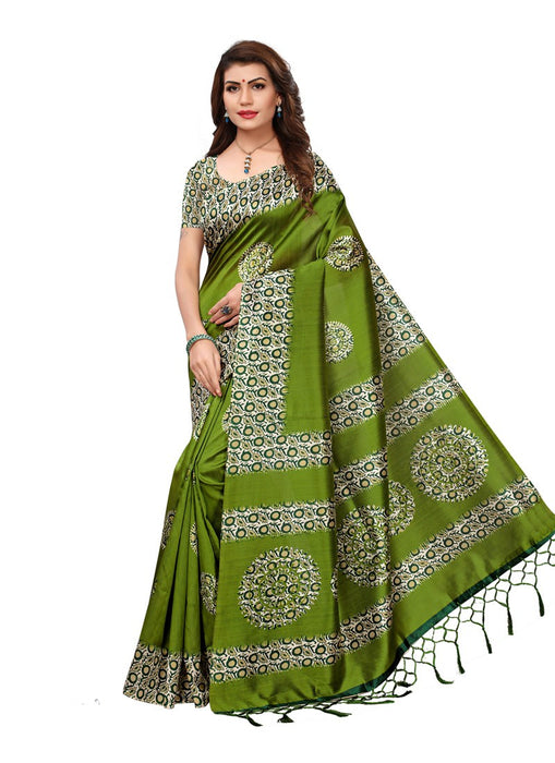 Green, Multi Color  Poly Silk Saree only in Bigswipe