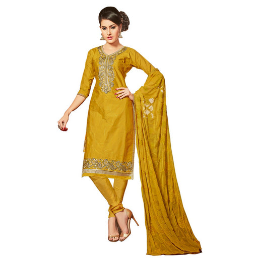 Glaze Cotton Fabric Yellow Color Dress Material only in Bigswipe