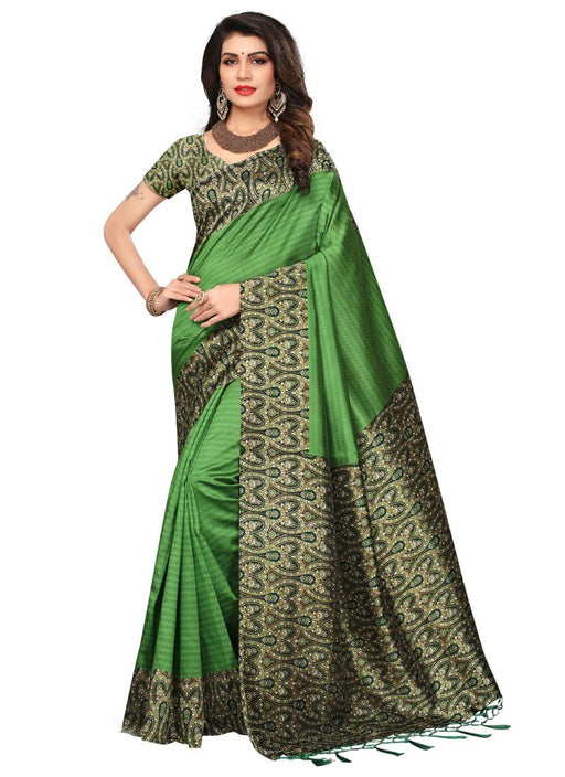 Green Color Poly Silk Saree only in Bigswipe