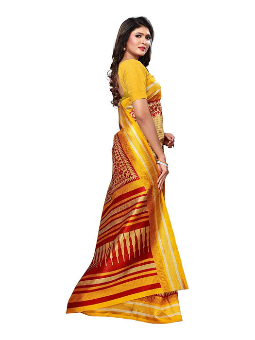 Beige, Yellow, Red Color Poly Silk Saree only in Bigswipe