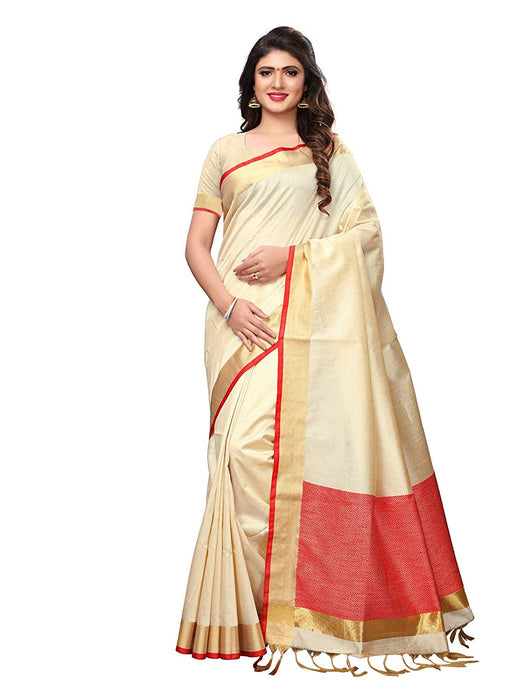 Beige Color Tussar Silk (Art Silk) Saree only in Bigswipe