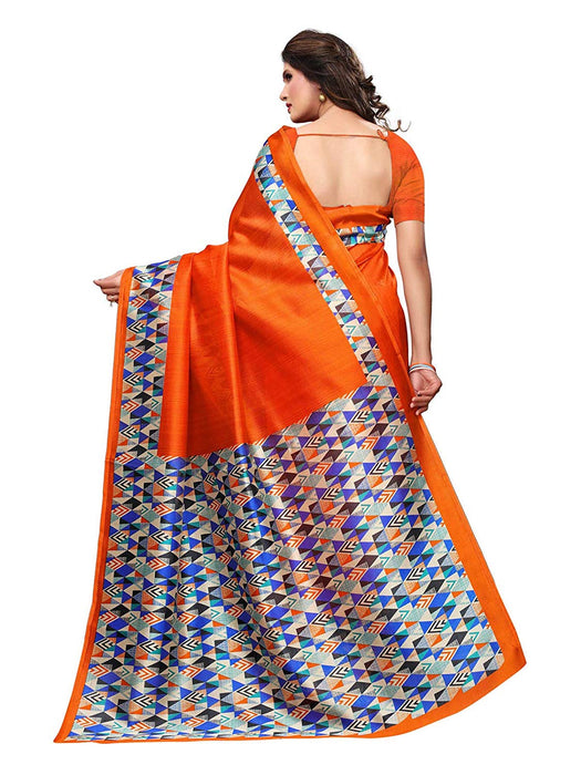 Orange, Multi Color Poly Silk Saree only in Bigswipe