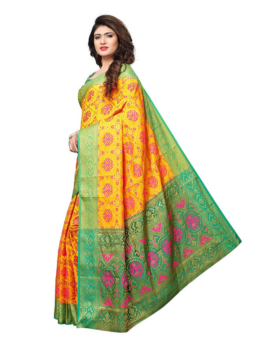 Yellow Color Poly Silk Saree