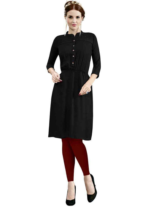 Black Color Buttons Rayon Kurti only in Bigswipe