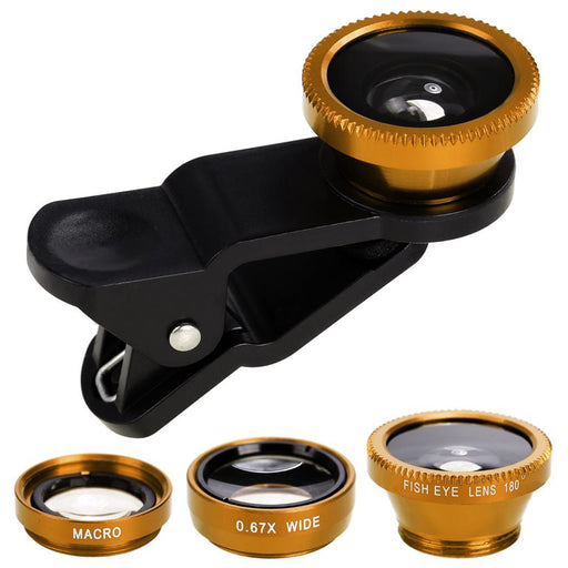 Camera Clip lens-Fisheye lens, wide&amp;Macro lens_Gold only in Bigswipe