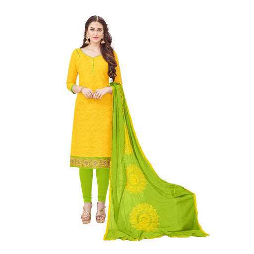 Cotton Jacquard Fabric Yellow Color Dress Material only in Bigswipe