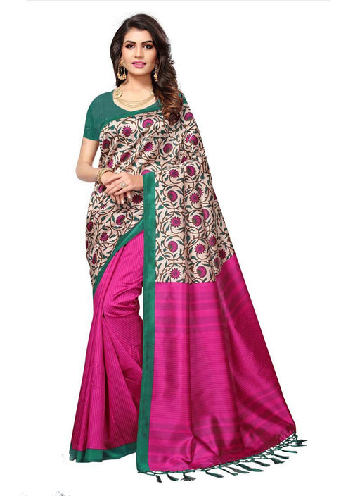 Pink Color  Poly Silk Saree only in Bigswipe