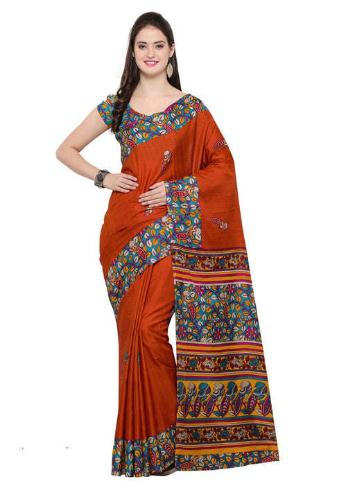 Orange,Multi Color Tussar Silk Saree only in Bigswipe