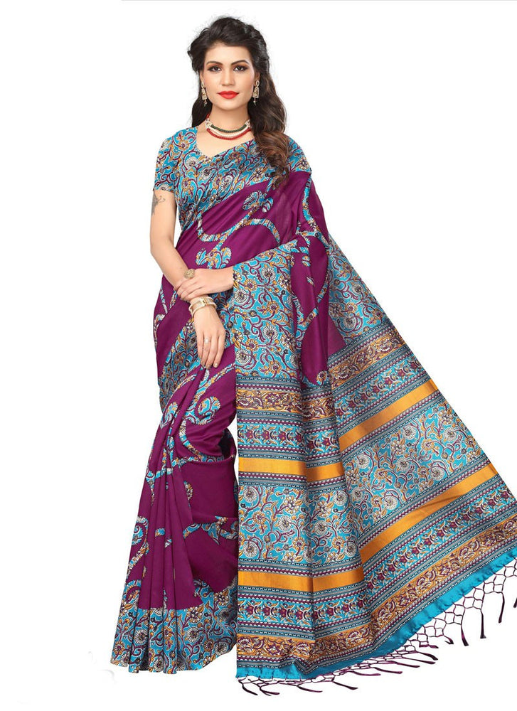 Magenta, Multi Color Poly Silk Saree only in Bigswipe