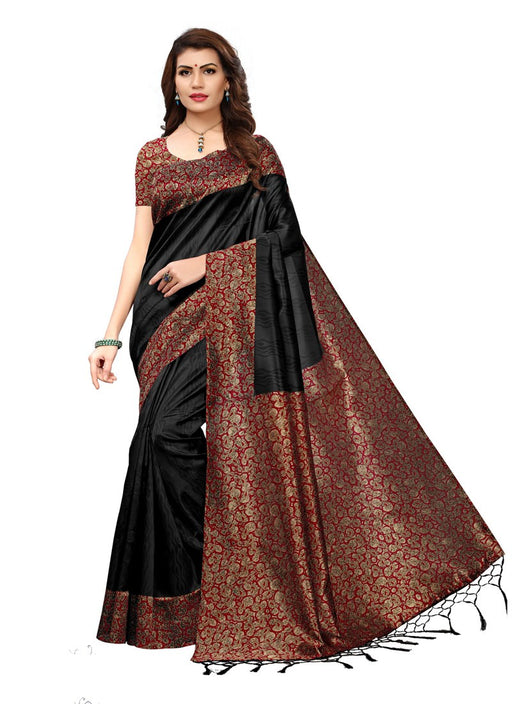 Black, Multi Color  Poly Silk Saree only in Bigswipe