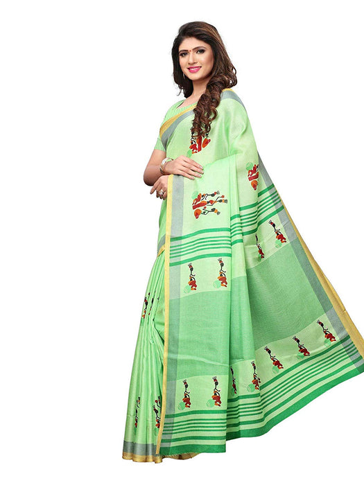 Green, Multi Color Poly Silk Saree only in Bigswipe