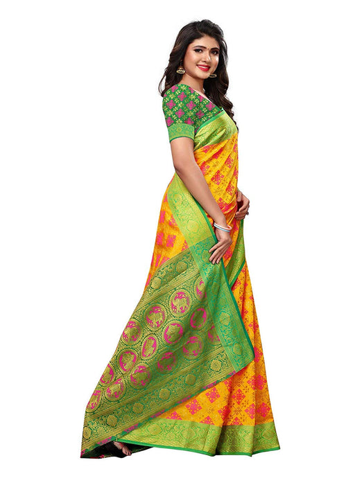 Yellow Color Poly Silk Saree