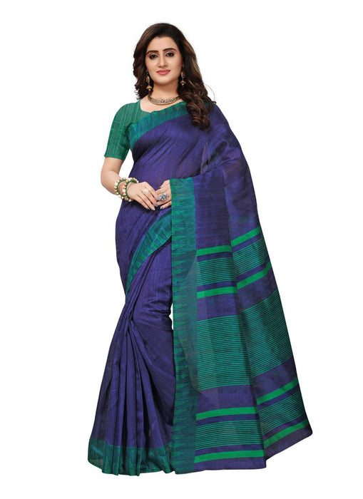 Navy Blue, Green Color  Bhagalpuri Silk (Art Silk) Saree only in Bigswipe