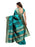 Turquoise, Black Color Poly Silk Saree