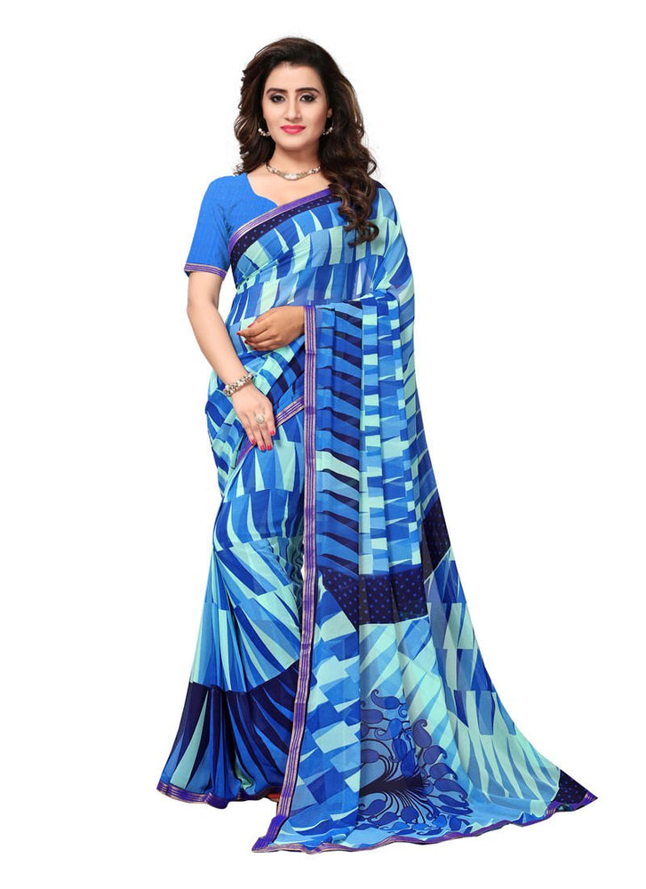 Blue, Multi Color  Georgette Saree only in Bigswipe