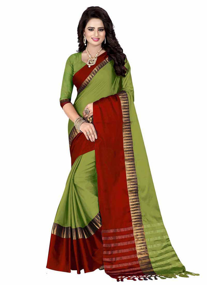 Green,Maroon Color Poly Silk Saree only in Bigswipe