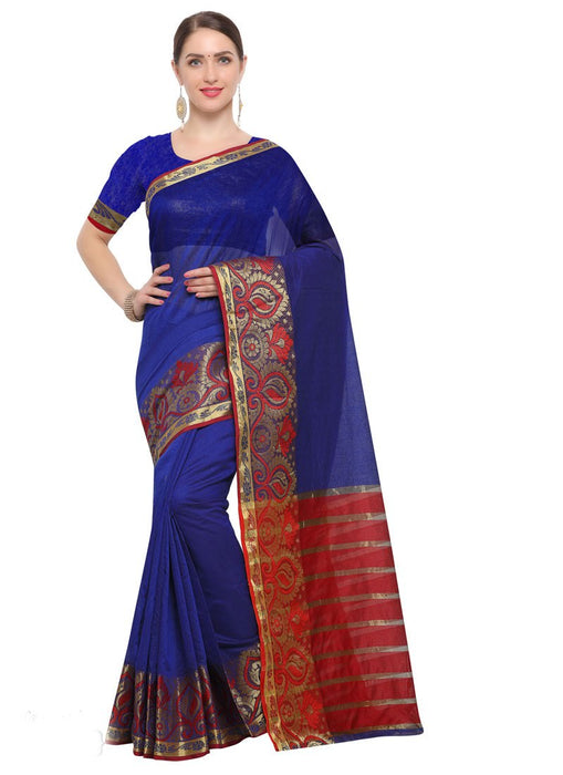 Navy Blue Color Chanderi Silk Saree only in Bigswipe