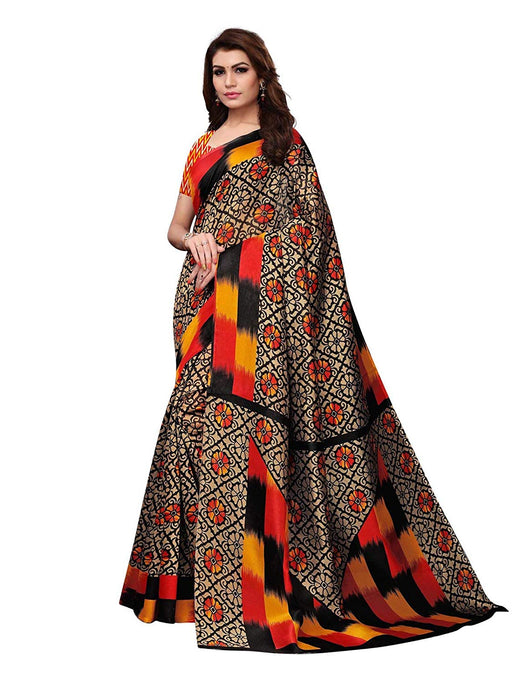 Beige, Black, Multi Color Poly Silk Saree only in Bigswipe