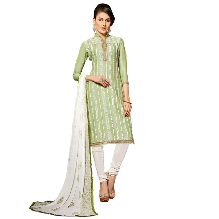 Glaze Cotton Fabric Light Green Color Dress Material only in Bigswipe