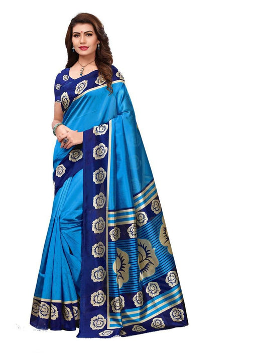 Blue, Navy Blue Color  Poly Silk Saree only in Bigswipe