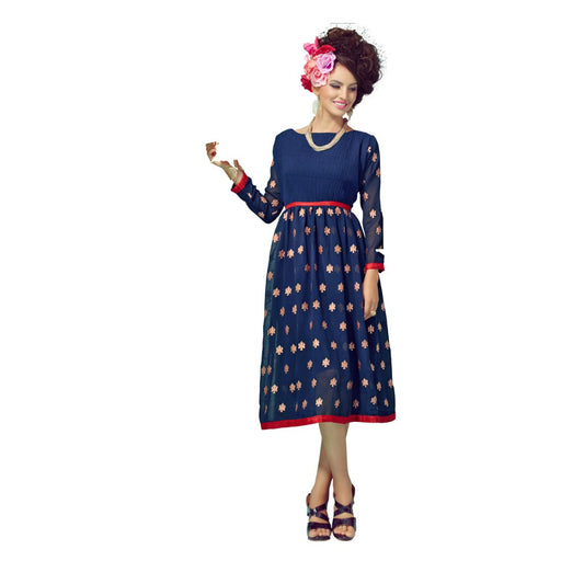 Georgette Fabric Blue Color Kurti only in Bigswipe