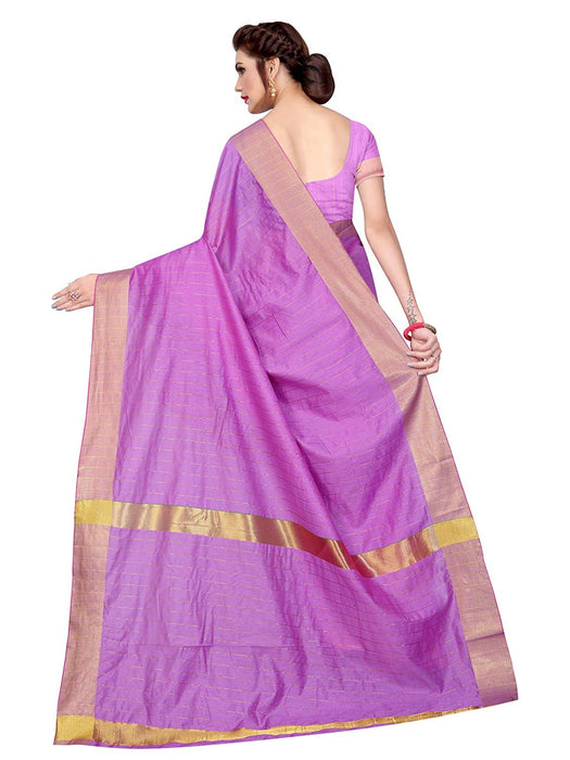 Violet Color Cotton Silk Saree