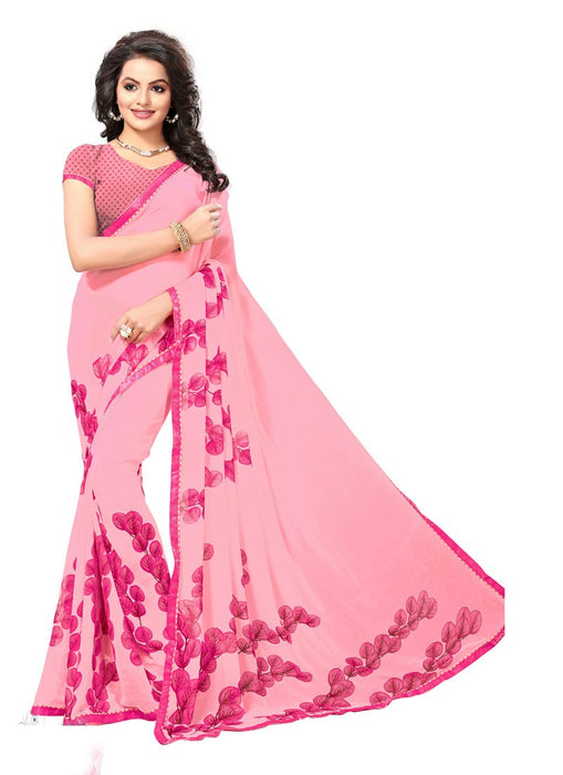 Pink Color  Georgette Saree only in Bigswipe