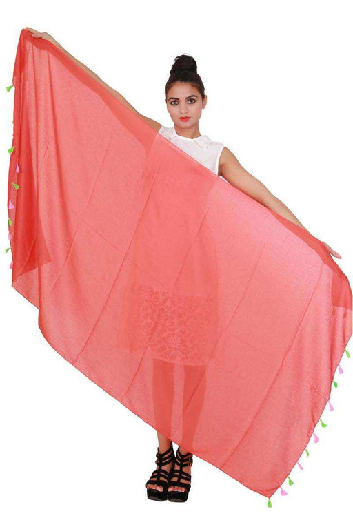 Cotton Plain Red Dupatta only in Bigswipe