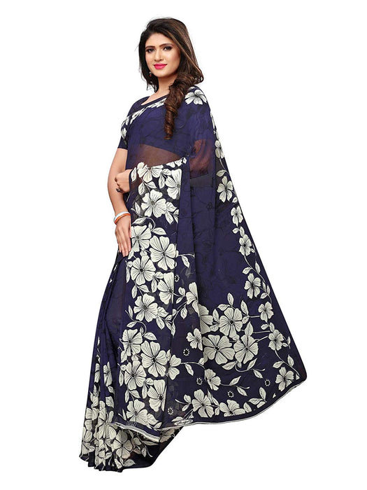 Navy Blue, Multi Color Georgette Saree only in Bigswipe