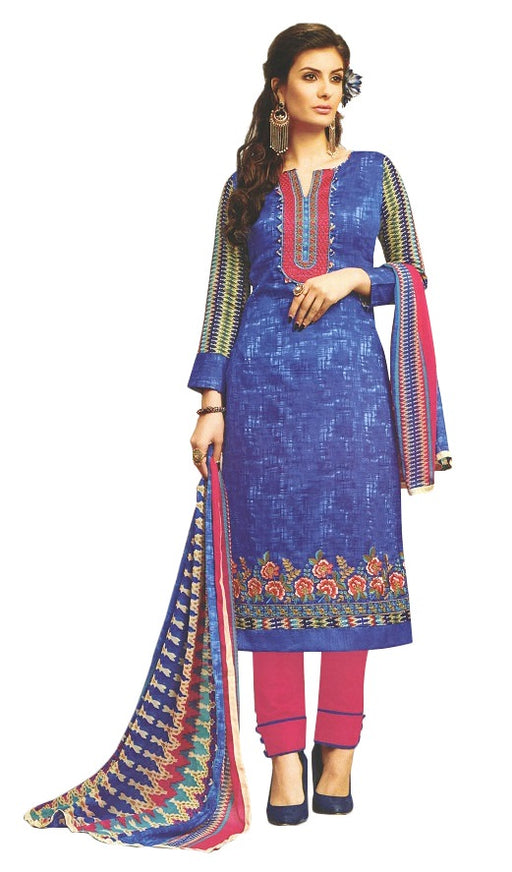 Embroidered Cotton Satin Unstitched Dress Material For Women only in Bigswipe