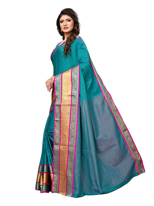 Turquoise Color Poly Silk Saree