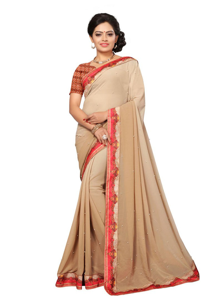 Beige Color Chiffon Saree only in Bigswipe