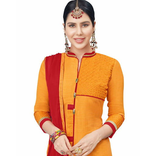 Cotton Silk Fabric Orange Color Dress Material only in Bigswipe